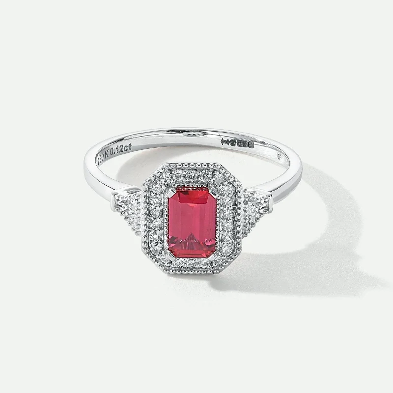 Chunky Fashion Rings in Copper with Geometric Patterns for a Bold AccessoryVera | 18ct White Gold 0.12ct tw Lab Grown Diamond and Created Ruby Vintage Ring