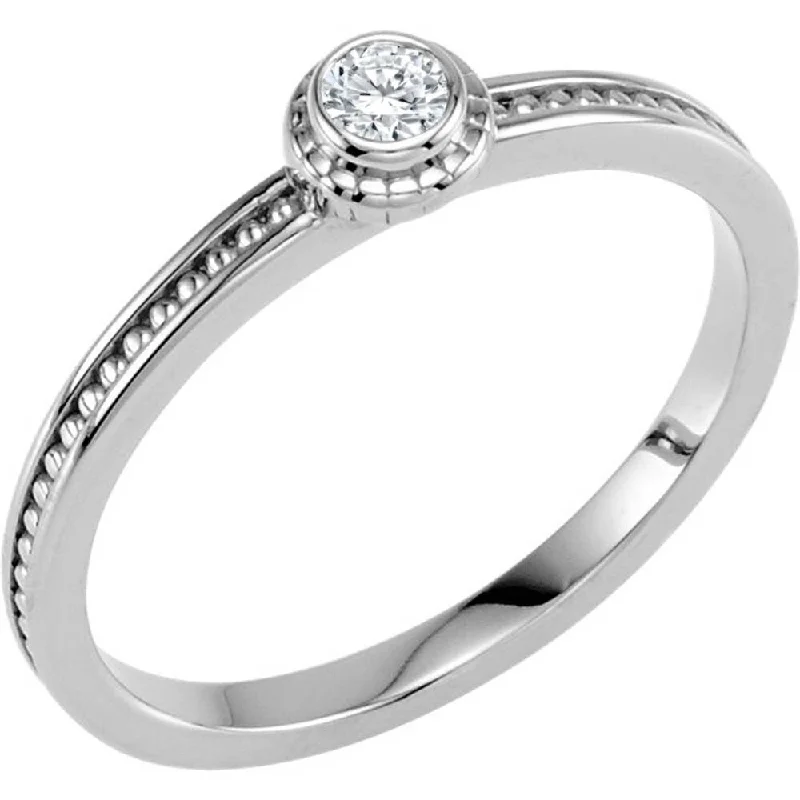 Women's Solitaire Diamond Rings with Round - Cut Diamonds and Platinum Settings for an Elegant EngagementAuriya 10k Gold 1/10ctw Dainty Round Solitaire Diamond Stacking Ring