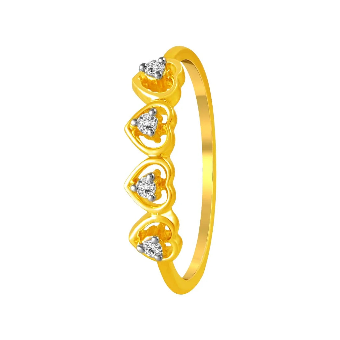 Adjustable Women's Diamond Rings with a Flexible Band for a Comfortable and Custom Fit14K Gold Ring With Heart Shaped Designs And Diamond Accents