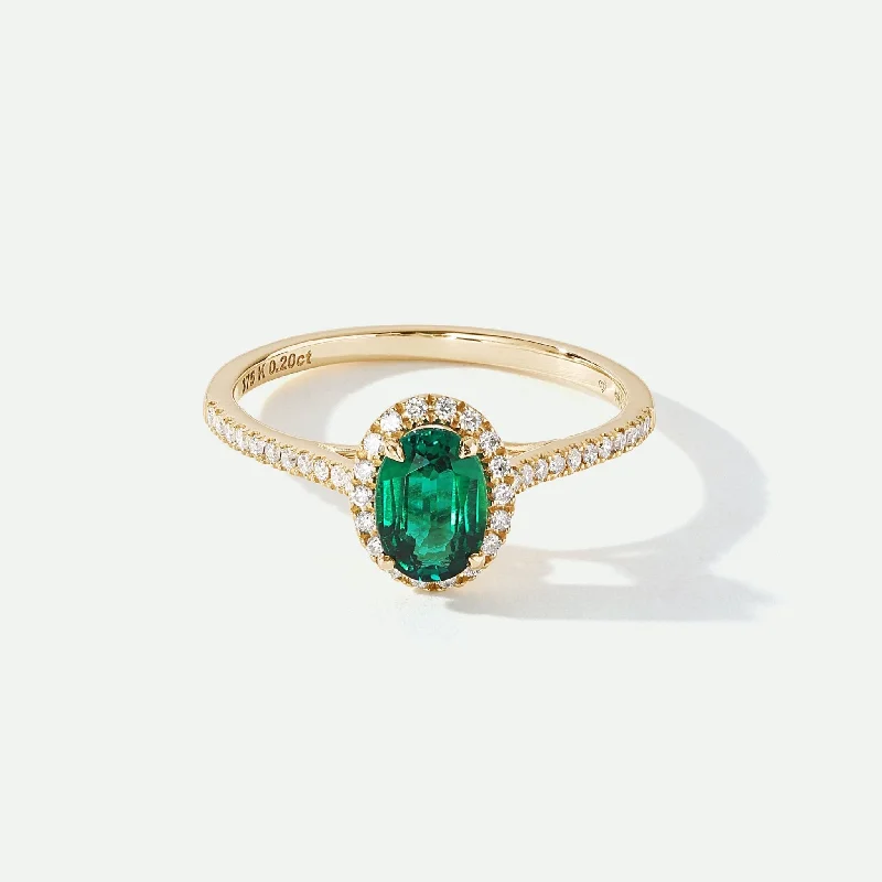 Open - Band Fashion Rings in Sterling Silver with Gemstone InlaysRosalind | 9ct Yellow Gold 0.20ct tw Lab Grown Diamond and Created Emerald Ring