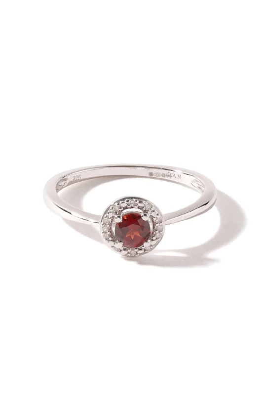 Enamel - Coated Fashion Rings in Bright Colors with Animal - Print PatternsSterling Silver Garnet and Diamond Halo Ring