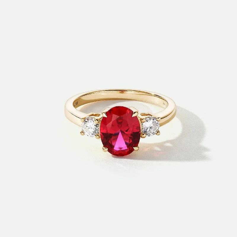 Stackable Fashion Rings in Rose - Gold Tone with Delicate Floral EngravingsEllison | 9ct Yellow Gold 0.33ct tw Lab Grown Diamond and Created Ruby Ring