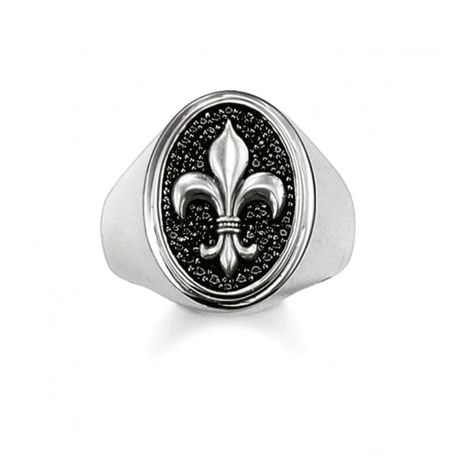 Pearl - Adorned Fashion Rings in Gold - Tone Alloy for a Sophisticated LookThomas Sabo Fleur-de-lis Signet Ring TR1803-051-11