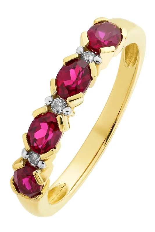 Bangle - Style Fashion Rings in Rose - Gold - Plated Aluminum with Etched Patterns9ct Yellow Gold Created Ruby and Diamond Eternity Ring