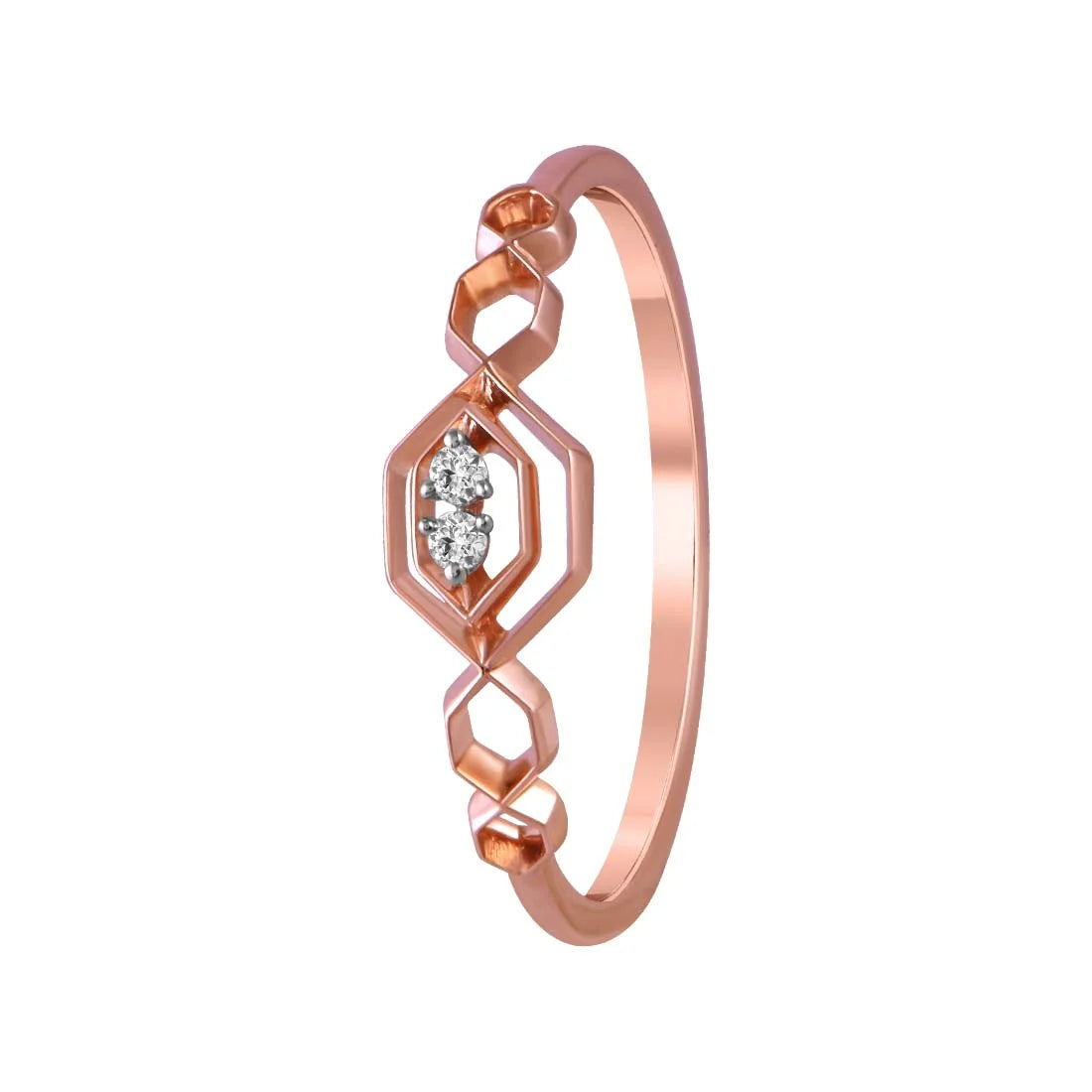 Art Deco - Inspired Women's Diamond Rings with Geometric Designs and Baguette - Cut Diamonds14K Rose Gold Ring Featuring A Honeycomb-inspired Design And Diamonds In The Centre