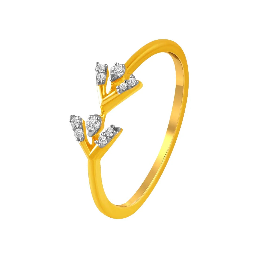 Cathedral - Style Women's Diamond Rings with a Raised Center Setting and Elaborate Metalwork14K Gold Ring With Branch-like Designs And Diamond Accents