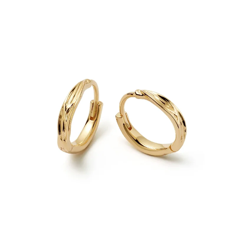 Hoop earrings for womenOrganic Huggie Hoop Earrings 18ct Gold Plate