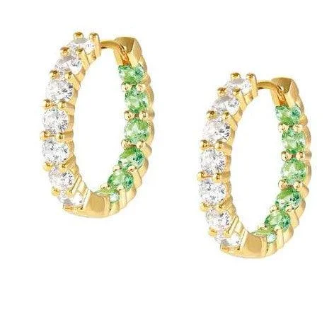 Gold hoop earringsNomination Chic & Charm Gold and Silver White and Green Cubic Zirconia Earrings