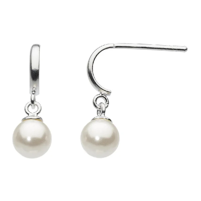 Oval hoop earringsFreshwater Pearl Half Hoop Drop Earrings