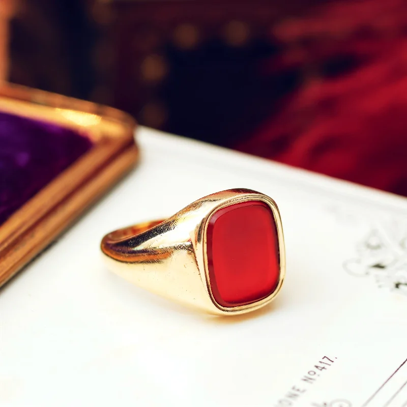 Engagement - Inspired Women's Rings with a Halo of Small DiamondsVintage 9ct Gold Carnelian Signet Ring