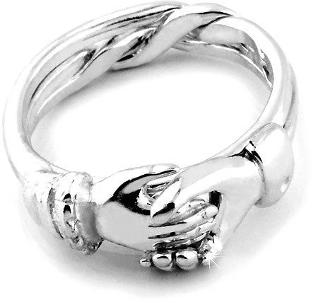 Diamond - Encrusted Women's Rings for Special Occasions in 18K GoldLADIES STERLING SILVER Fenian Claddagh puzzle ring LS-3CL