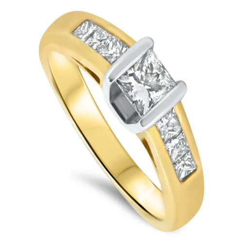 Channel - Set Women's Diamond Rings with Diamonds Securely Held in a Metal Groove for Durability0.76ct Diamond Engagement Ring set in 18ct gold