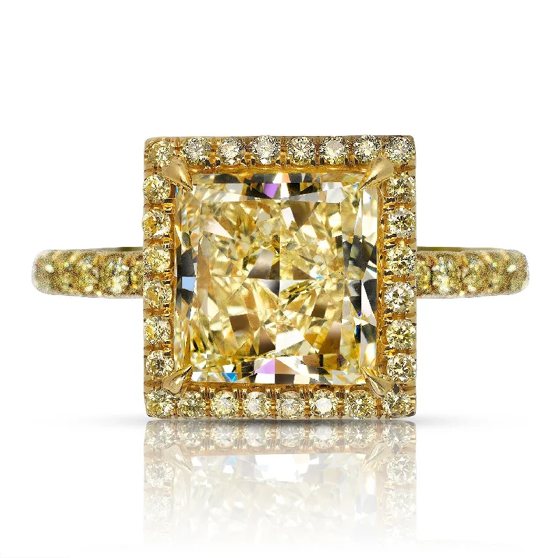 Three - Stone Women's Diamond Rings Symbolizing Past, Present, and Future with Emerald - Cut DiamondsRIKER 4 Carat Princess Cut Yellow Clarity Diamond Engagement Ring in 18K Yellow Gold GIA CERTIFIED 4 Ct VS2 BY MIKE NEKTA