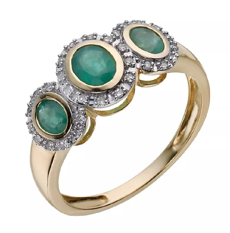 Adjustable Fashion Rings in Leather and Brass with a Tribal - Inspired Design9ct Yellow Gold Emerald and Diamond Ring