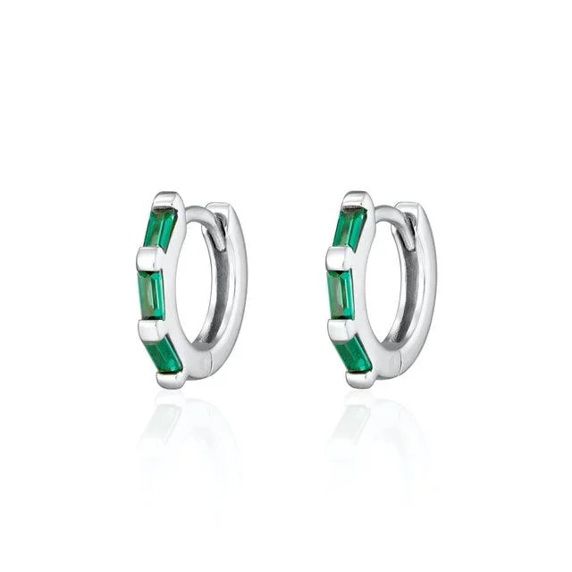 Personalized hoop earringsScream Pretty Silver Green Huggie Earrings