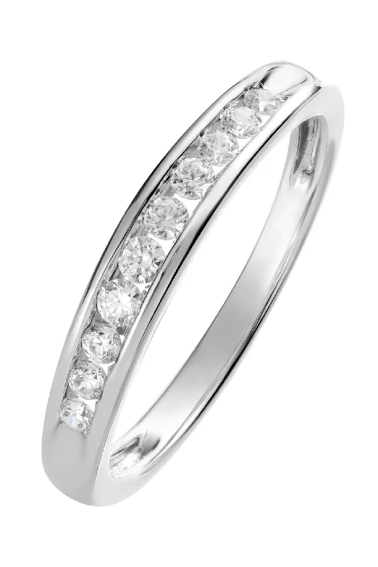 Rhinestone - Embellished Fashion Rings in Silver - Tone Metal for a Glamorous Touch9ct White Gold 0.25ct Diamond Channel Set Eternity Ring