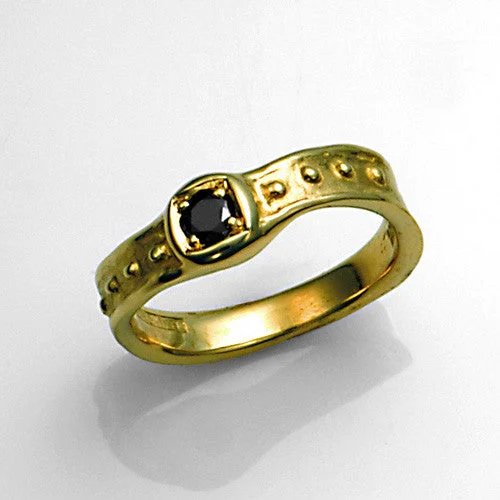 Halo - Style Women's Diamond Rings with a Center Diamond Surrounded by Smaller Diamonds in 18K Gold14kt Yellow Gold Black Diamond Ring Size 6