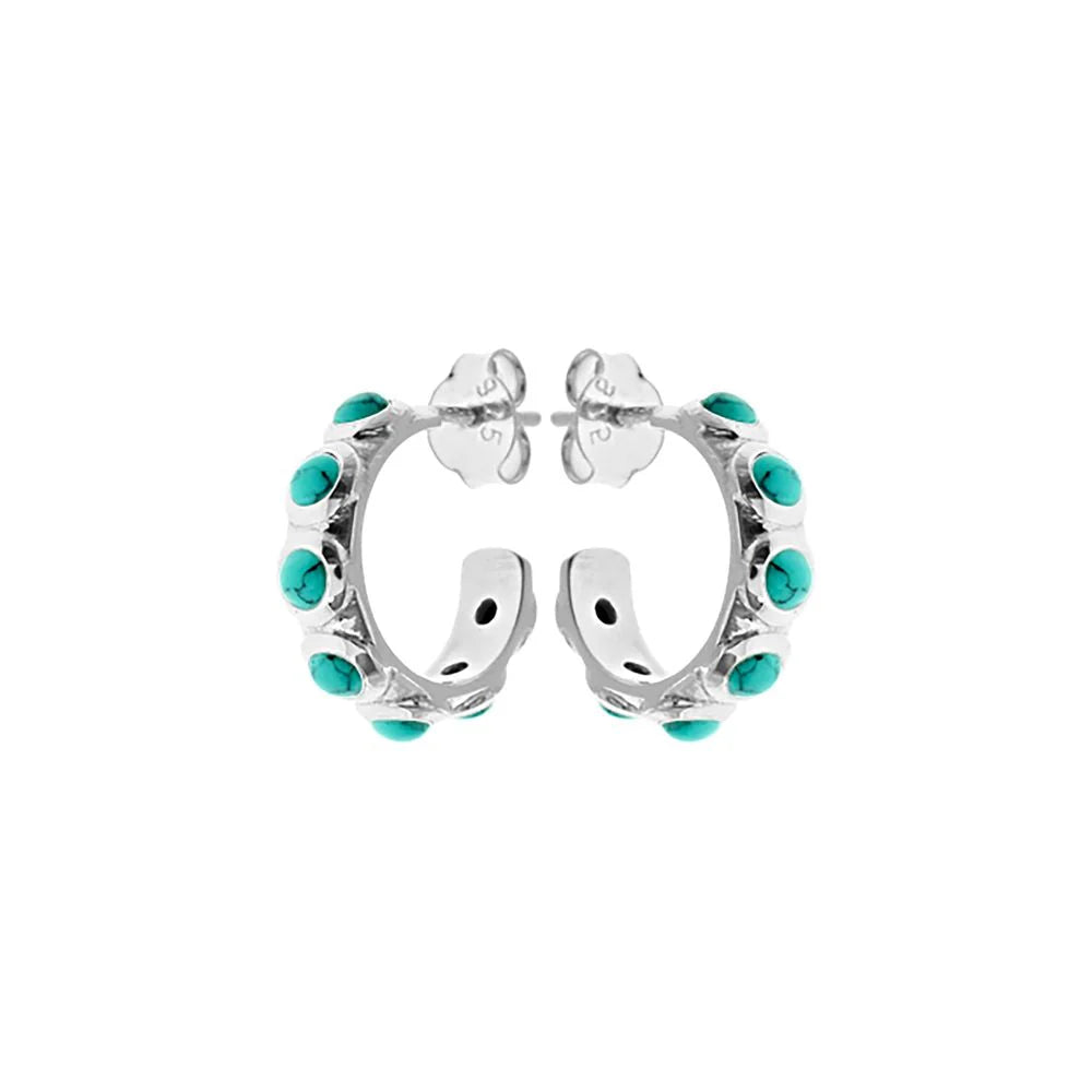 Sterling silver hoop earringsSterling Silver Turquoise Hoop Stud Earrings