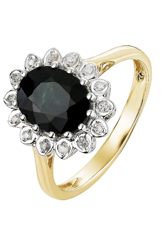 Chunky Fashion Rings in Copper with Geometric Patterns for a Bold Accessory9ct Yellow Gold Black Sapphire and Diamond Cluster Ring