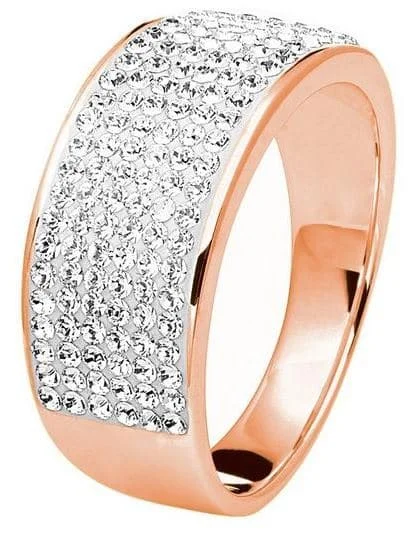 Rhinestone - Embellished Fashion Rings in Silver - Tone Metal for a Glamorous TouchSterling Silver Rose Gold Plated Crystal 8mm Band Ring