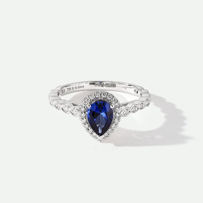 Bohemian - Style Fashion Rings with Turquoise and Silver Filigree for a Free - Spirited LookLyra | 18ct White Gold 0.12ct tw Lab Grown Diamond and Created Sapphire Vintage Ring