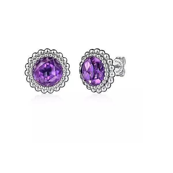 Men's Opal Engagement Rings in 10K Gold with a Milgrain - Trimmed BandSterling Sliver Faceted Round Amethyst Bujukan Stud Earrings