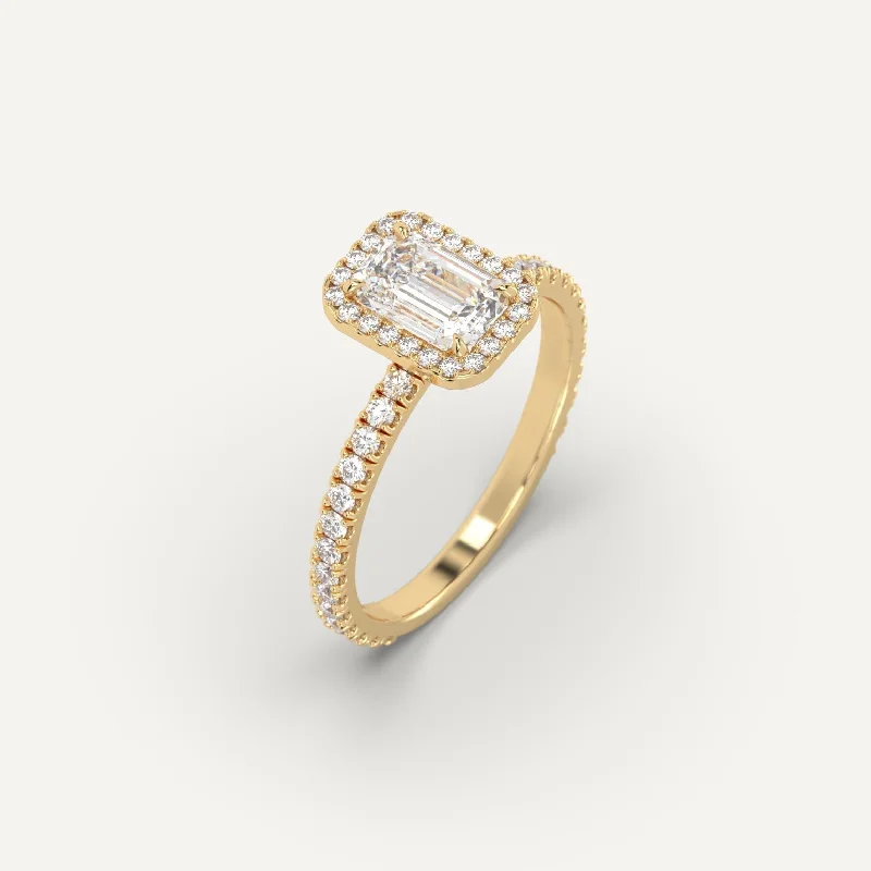 Men's Aquamarine Engagement Rings in 9K Gold with a Bezel - Set Stone1 carat Emerald Cut Diamond Ring