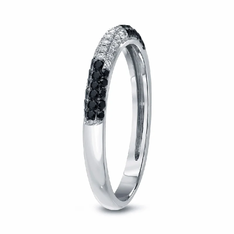 Signature - Design Women's Diamond Rings with a Brand - Specific Pattern and High - Quality DiamondsAuriya Multi-Row Pave Black and White Diamond Ring 1/2ct TDW 14k White Gold