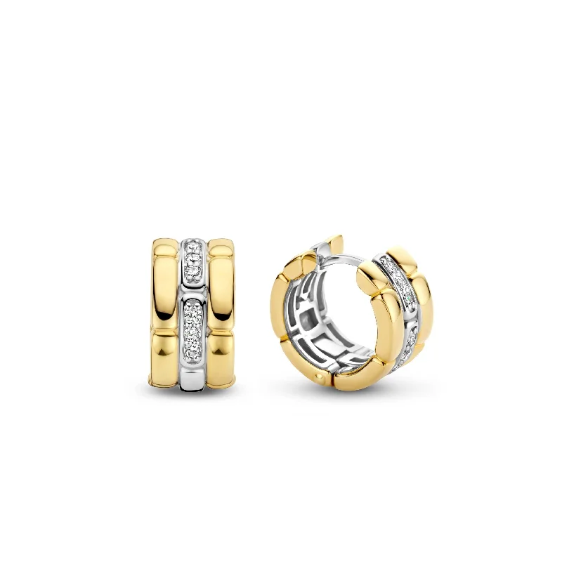 Hypoallergenic hoop earringsTi Sento Gold Cubic Zirconia Hoop Earrings