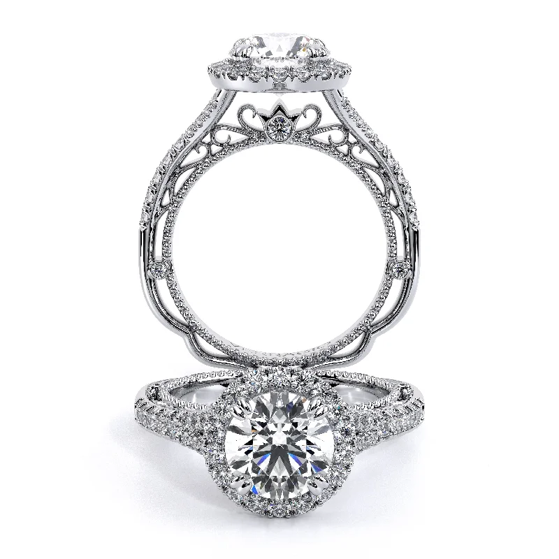 Men's Sapphire Engagement Rings in 18K White Gold with Pave Diamond AccentsVENETIAN-5057R