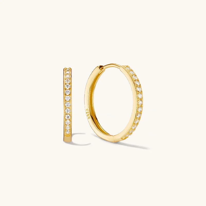 Huggie hoop earringsMedium Pave Hoops Gold