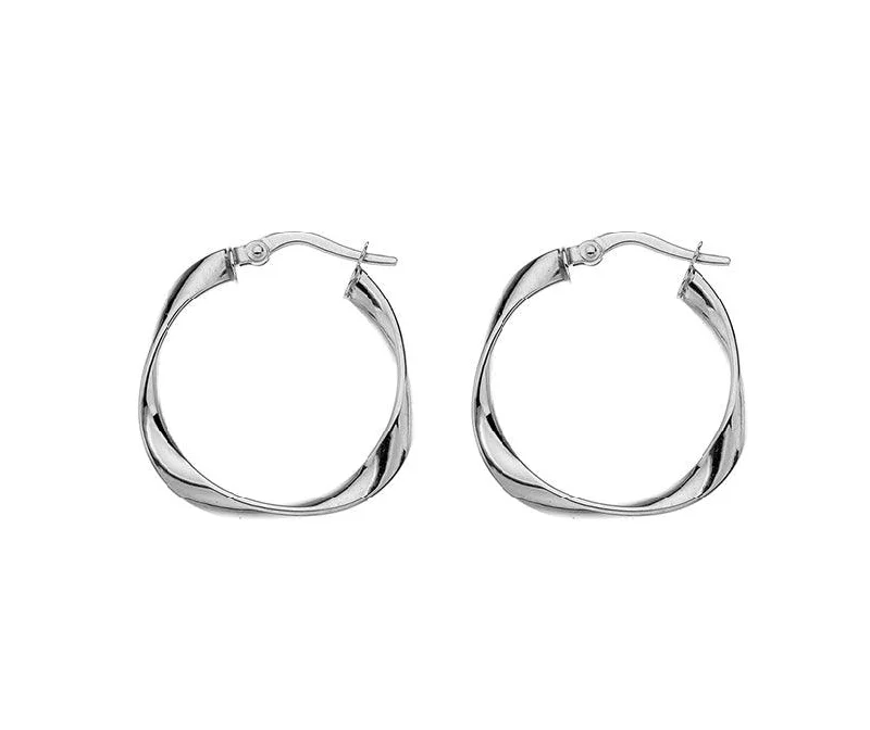 Hoop earrings for women9ct White Gold Twist Hoop Earrings