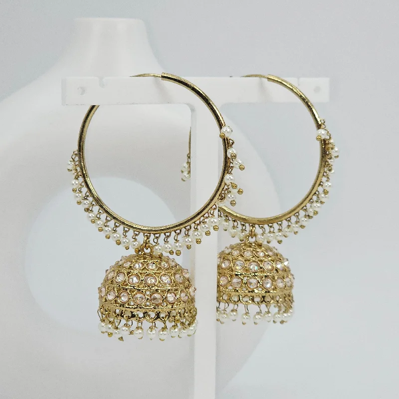 Silver hoop earringsVintage Charm: Antique Gold Polki Bali Jhumki Earrings for Timeless Elegance