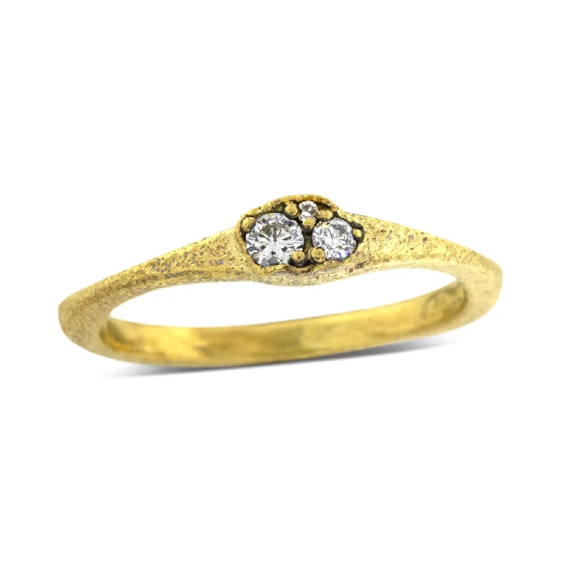 Cathedral - Style Women's Diamond Rings with a Raised Center Setting and Elaborate MetalworkTiny Single Dew Pond Diamond Ring in gold