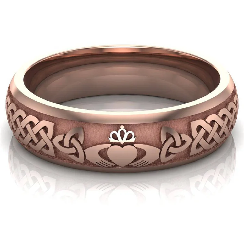 Silicone Women's Rings for a Comfortable and Durable OptionCladdagh Wedding Ring UCL1-14R6M - 14K Rose Gold