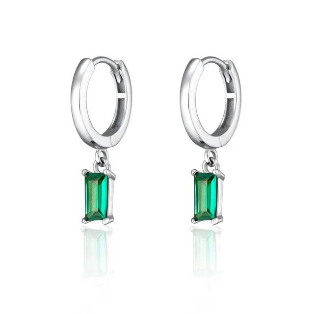 Hoop earrings for womenScream Pretty Sterling Silver Green Charm Hoop Earrings