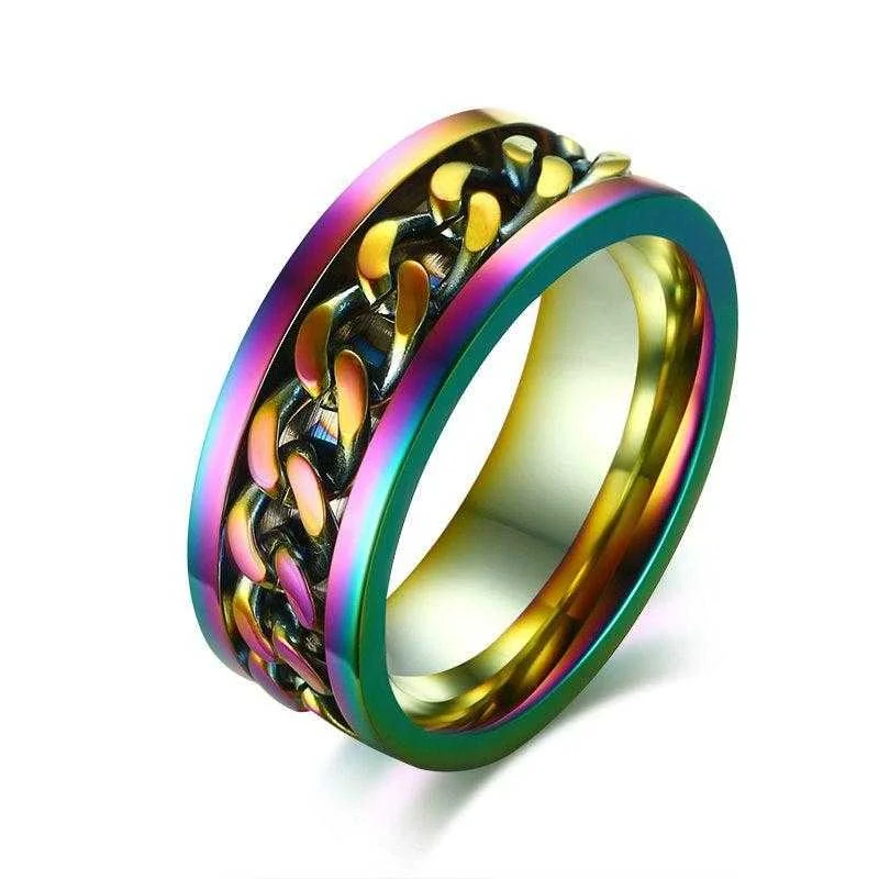 Cycolinks Rainbow Chain Spinner Ring