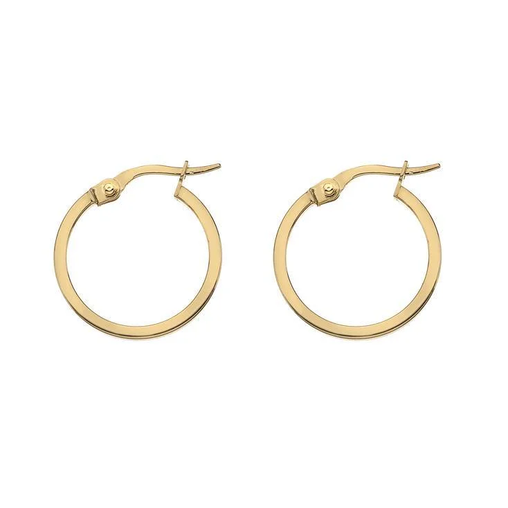 Small hoop earrings9ct Yellow or White Gold 15mm Square Cut Round Hoop Earrings