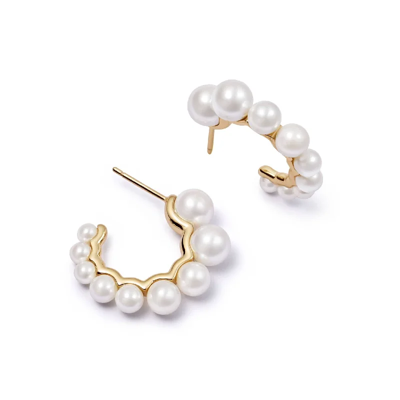 Hypoallergenic hoop earringsChunky Pearl Hoop Earrings 18ct Gold Plate