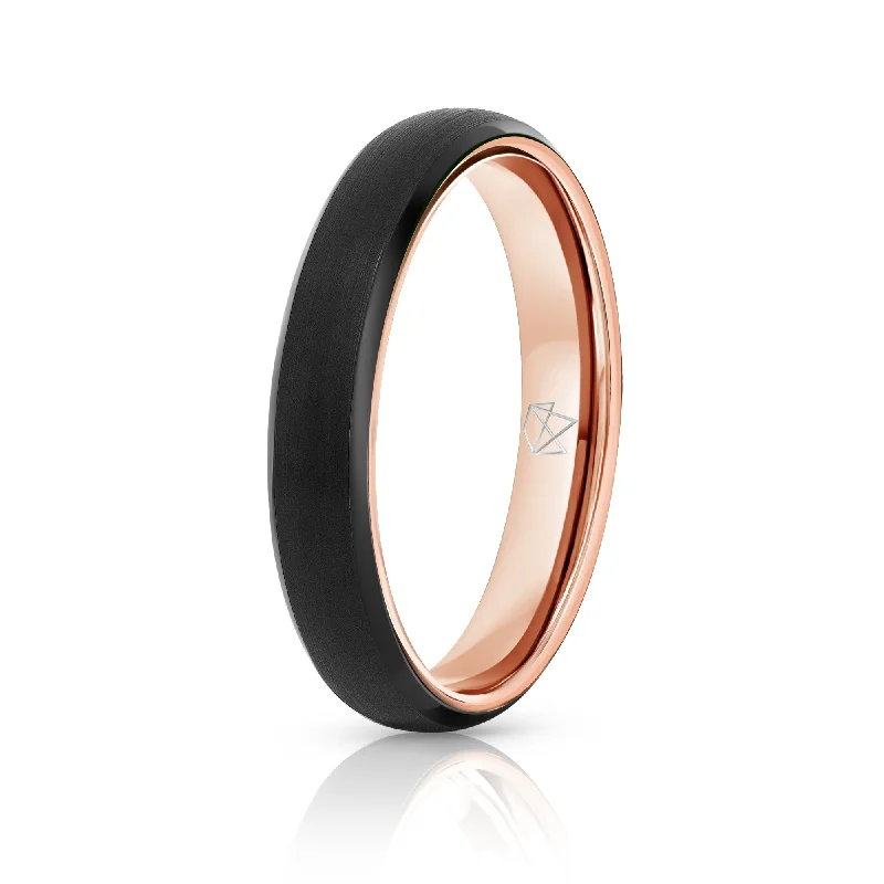 Women's Infinity Symbol Rings in Rose Gold for a Romantic TouchBlack Tungsten Ring - Rose Gold - 4MM