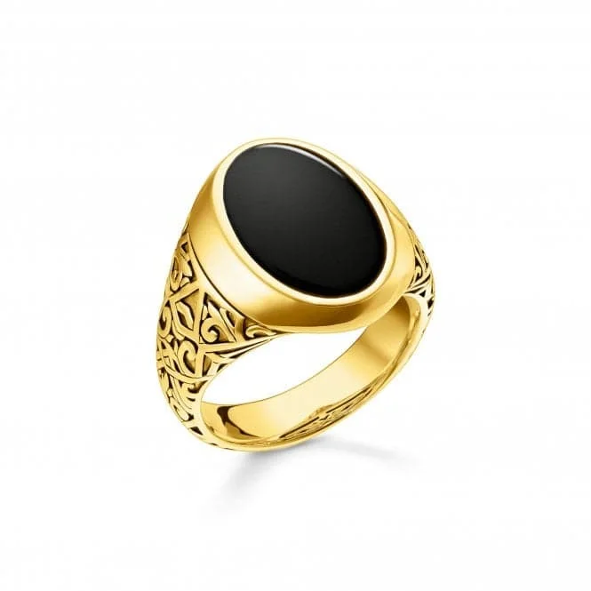 Pearl - Adorned Fashion Rings in Gold - Tone Alloy for a Sophisticated LookRebel At Heart Gold Plated Black Ring TR2242-177-11