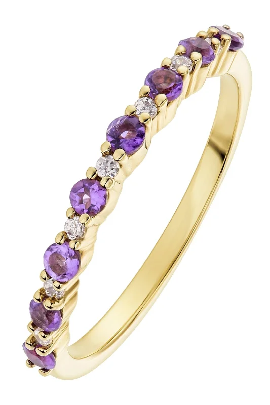 Textured Fashion Rings in Pewter with Hammered and Embossed Surfaces9ct Yellow Gold Amethyst and Diamond Ring