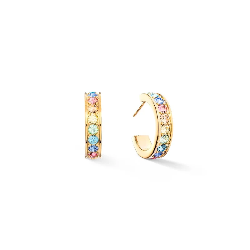 Everyday hoop earringsCoeur De Lion 20mm Crystals Hoop Earrings - Gold & Multicolour