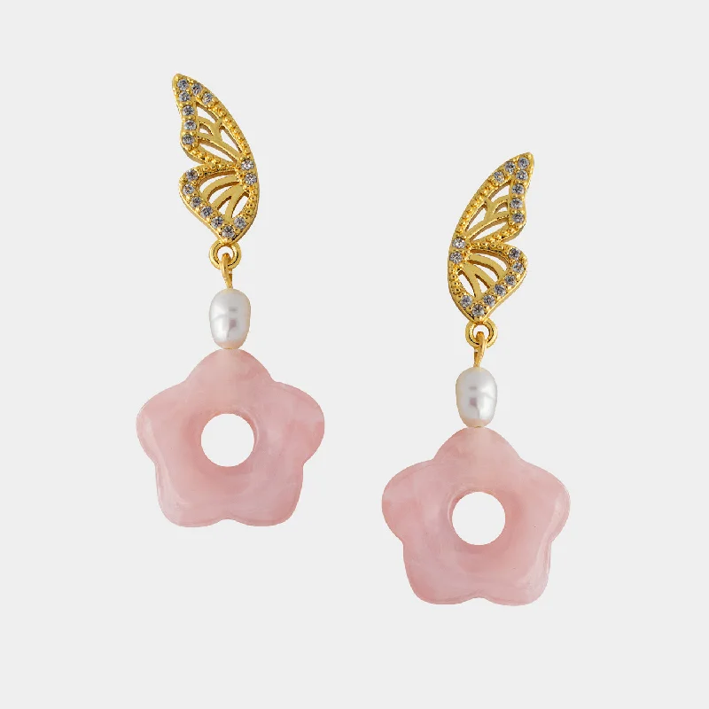 Moonstone drop earrings for a dreamy and ethereal lookMonarch Pearl Floral Earrings