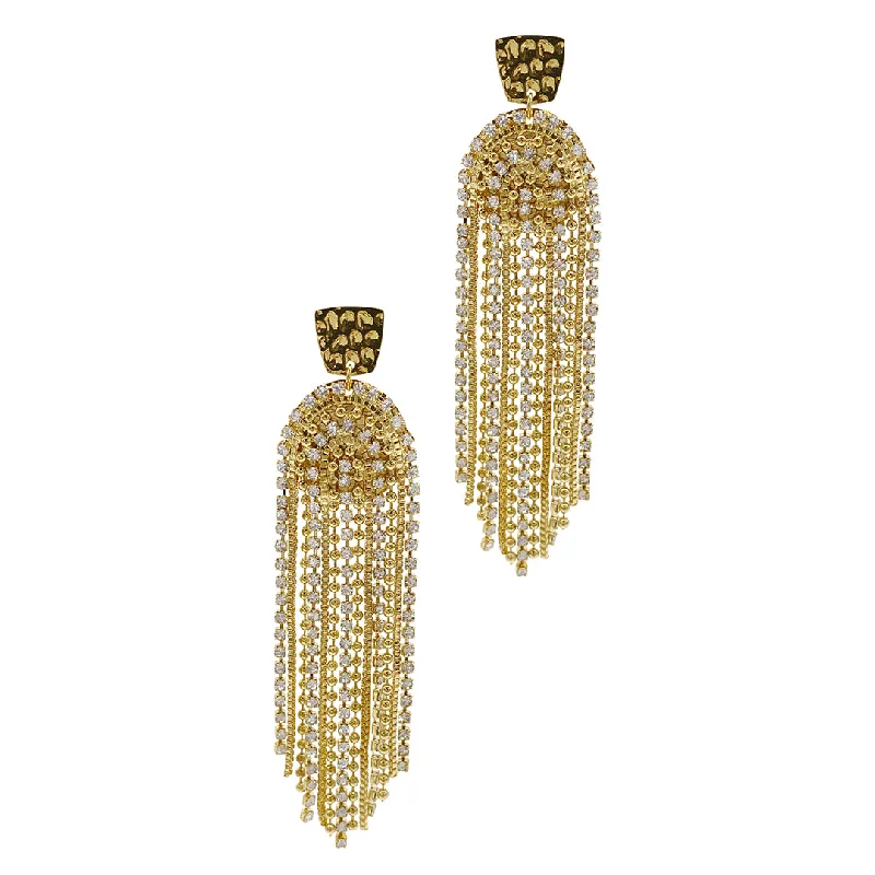 Sparkly drop earrings with a high - shine finish14k Gold Plated Fringe and Crystal Cascade Earrings