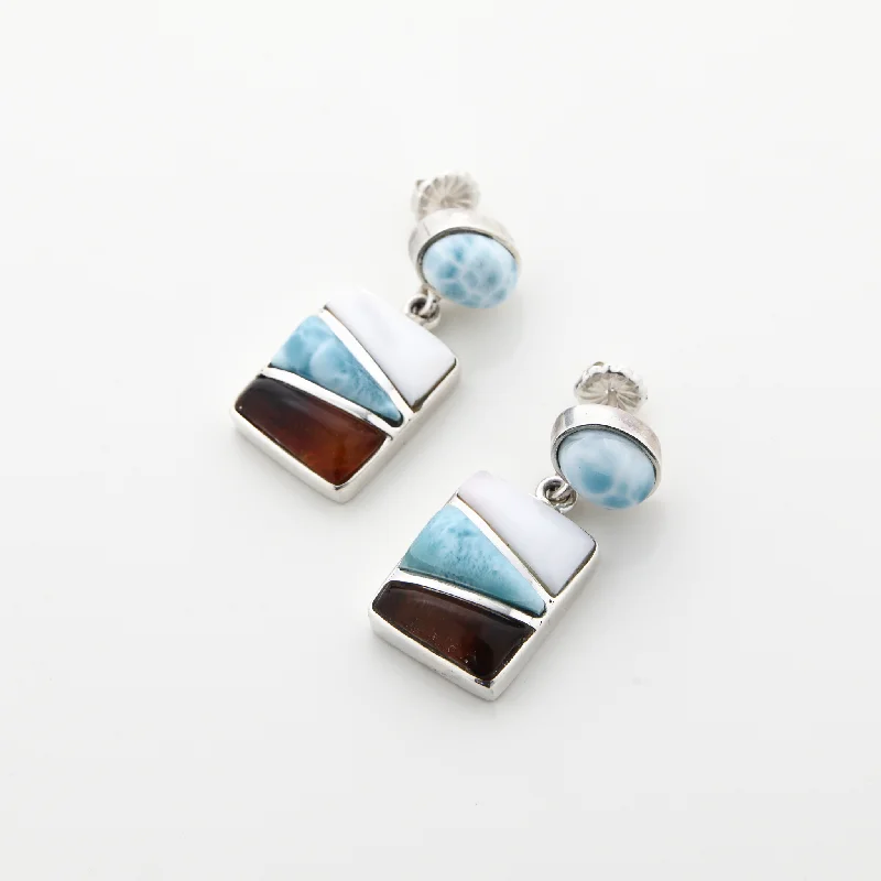 Multi - colored drop earrings with a rainbow of gemstonesMosaic Earrings