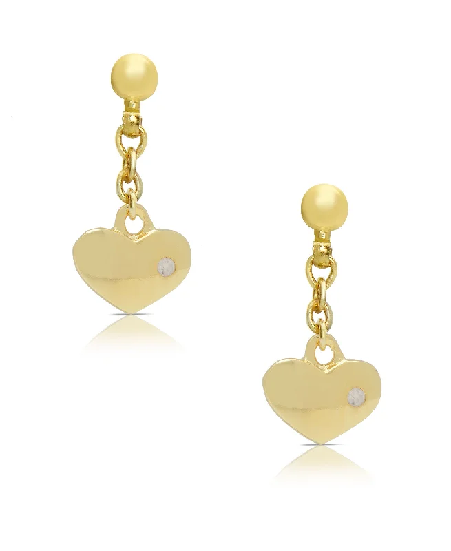 Gold - plated drop earrings with a modern twistHeart Dangle Earrings