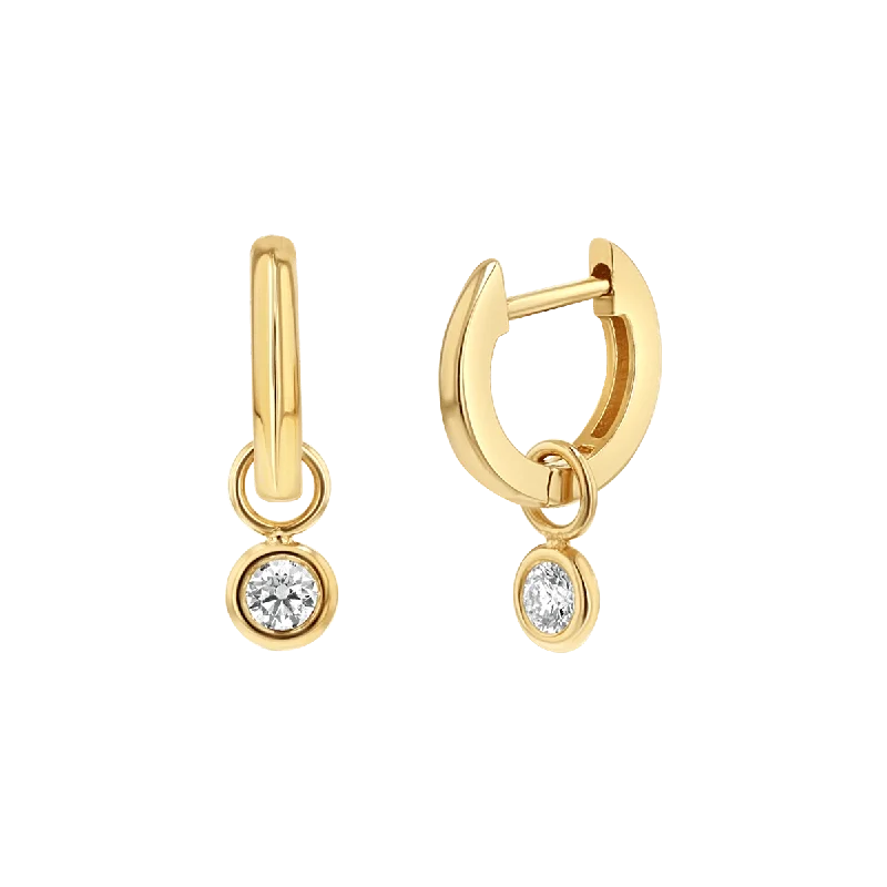 Two - tone drop earrings with a combination of metalsDiamond Drop Huggies Hoops