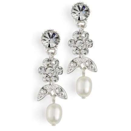 Silver drop earrings with intricate filigree workSabella Freshwater Pearl Earrings