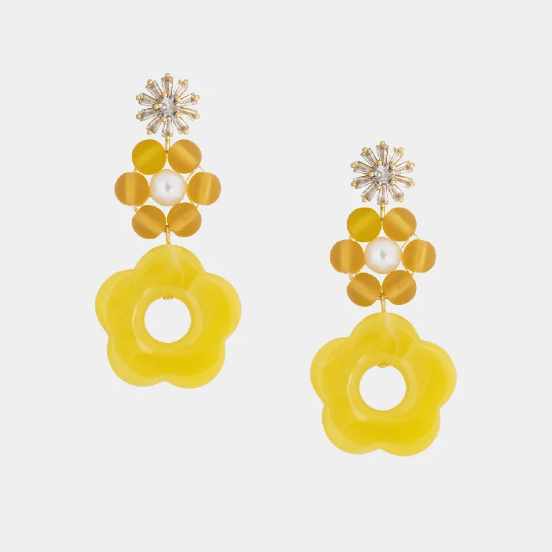 Two - tone drop earrings with a combination of metalsBethany Twins Floral Earrings